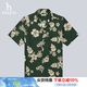 哈吉斯（HAZZYS）男裝 夏款度假襯衣夏威夷風(fēng)印花短袖襯衫男ATCZK1BBK65 綠色GR L (175/96A 48)