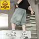 G.DUCKKIDS男童夏裝牛仔短褲2024新款韓版兒童褲子痞帥男孩夏季薄款大童中褲 牛仔藍 160