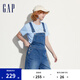 Gap女裝夏季直筒金屬扣牛仔背帶短褲寬松百搭休閑褲465006 深藍色 165/66A(M)亞洲尺碼