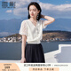 香影法式v領(lǐng)針織衫女2025夏季新款蕾絲拼接米白色正肩泡泡袖上衣 米白 S 155/80A/85-95斤