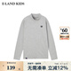 E·LAND KIDS衣戀冬季新品男女童條紋徽章半高領長袖T恤 Grey灰色/15 160 cm