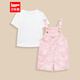 IEFMINI【愛依服童裝】2025夏季新款韓系風(fēng)時(shí)尚洋氣女童背帶套褲 粉 130