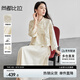 尚都比拉新中式國風(fēng)套裝女士立體刺繡寬松外套+顯瘦A字裙兩件套 杏色  XL