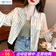 歐貝汐條紋襯衫女設(shè)計感小眾2025新款春秋長袖短款上衣小個子薄外套襯衣 條紋 M