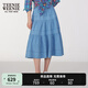 Teenie Weenie小熊女裝牛仔半身裙2025夏季新款復(fù)古時(shí)髦丹寧蛋糕裙 淺藍(lán)色 S
