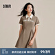 森馬觀(guān)園吉聯(lián)名連衣裙女國風(fēng)熊貓印花24夏撞色polo領(lǐng)收腰短裙女 咖色調00355 160/84A/M