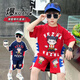 哈羅小黃鴨HAL.DUCK2025新款夏裝男孩女孩短袖T恤+五分褲洋氣網(wǎng)紅寶寶帥氣韓版 紅色 90