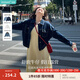 茵曼（INMAN）章若楠同款復古休閑女裝短款牛仔外套2025年秋季新款長(cháng)袖上衣 深牛仔藍-18518171【好評返現】 M