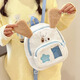 QUEENJOY2025新款可愛(ài)兔子毛絨雙肩包新款卡通少女小背包日系jk軟妹痛包學(xué) 藍色 25*23*10cm