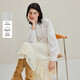 茵曼純棉刺繡花邊系帶白色襯衫2025秋女裝新款長(cháng)袖襯衣 珍珠白 M
