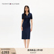 TOMMY HILFIGER【針織拼接】25夏季女裝氣質(zhì)收腰修身顯瘦POLO裙連衣裙47324 藏青色C1G L 38