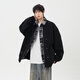 格斯嵐帝假兩件外套男春秋季翻領(lǐng)寬松夾克2025新款美式潮流復古青少年衣服 黑色 XL