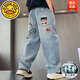 G.duck男童夏裝薄款牛仔褲2025新款兒童夏季褲子中大童防蚊褲韓版長(cháng)褲潮 藍色 120 cm