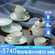 華光國(guó)瓷 華青瓷骨瓷茶具套裝 茶咖兩用茶杯咖啡杯 千峰翠色系列茶具 9頭 茶具