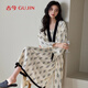 古今（GUJIN）帶胸墊純棉睡衣女春秋新品睡袍浴袍吊帶睡裙韓大碼家居服套裝L
