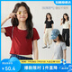 LUSON陳大豬童裝 女童短袖t恤夏季2025新款洋氣兒童假兩件上衣女