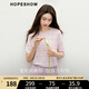 紅袖2025春季新款女裝 鏤空網(wǎng)眼H型花瓣式圓領(lǐng)套頭短袖針織衫 香芋紫502 M