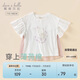 戴維貝拉女童短袖T恤夏裝中大童涼感抗菌網(wǎng)紗薄款上衣