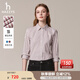 哈吉斯（HAZZYS）女裝 秋季女士襯衣條紋通勤長(zhǎng)袖休閑襯衫女ASCSK1CCX07 酒紅色WN XL (170/92A 42)