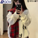 DGOV日系慵懶風(fēng)水貂絨毛衣外套女春秋加厚感oversize軟糯針織上衣 白色zt M 建議95-105斤