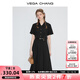 VEGA CHANG黑色連衣裙女2025夏季新款設(shè)計(jì)感顯瘦氣質(zhì)百褶襯衫裙 優(yōu)雅黑 S