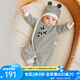 OAK FAMILY長袖連體衣男女寶寶護肚爬服新生兒衣服外出服條紋印花 黑白條紋-連體衣 （不含帽子） 66cm