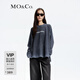 MO&Co.春秋白墨噴繪閃粉玫瑰剪影套色臟染長袖T恤紅色摩安珂 鋼灰色 S 160