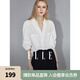 ELLE白色設(shè)計(jì)感V領(lǐng)襯衫女2025春裝新款寬松通勤職業(yè)裝輕奢氣質(zhì)上衣 白色 M