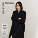 MO&Co.【秦嵐同款】大衣綿羊毛毛呢外套墊肩長款附腰帶MBD4OVC002 黑色 M /165