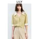 LILY2025夏新款莫代爾醋酸混紡V領(lǐng)泡泡袖上衣法式通勤襯衫外套女 308橄欖綠 S