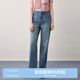 樂町學(xué)院風(fēng)牛仔直筒褲新款秋季韓系長褲休閑百搭女水洗褲子 牛仔藍(lán)（現(xiàn)貨） M