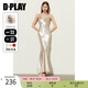 DPLAY2025年夏季新款白色吊帶連衣裙女裝長款氣質(zhì)顯瘦禮服裙子爆款夏裝 香檳杏 M