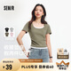 森馬（Semir）短袖t恤女短款假兩件百搭上衣25夏裝顯瘦U領(lǐng)套頭衫109325100015