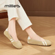 妙麗（Millies）品牌輕奢船鞋女平底真皮時(shí)尚德訓(xùn)芭蕾鞋2025夏季新款百搭休閑單鞋 米色 38 (240mm)  標(biāo)準(zhǔn)碼