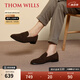 THOM WILLS樂(lè)福鞋男真皮商務(wù)皮鞋圓頭套腳休閑皮鞋一腳蹬男鞋 深咖色A921-2 42 /8碼