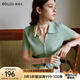 Olrain歐芮兒綠色POLO領(lǐng)簡約通勤毛針織套頭衫夏季2025新款女上衣 綠色 XL
