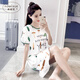 奧蜜雪 睡裙女夏季純棉短袖薄款睡衣裙可愛(ài)少女學(xué)生全棉夏天大碼家居服 24Q-2060 白蘑菇葉子 L（推薦105斤-120斤）