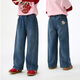 茵曼（INMAN）童裝女童牛仔褲后袋愛(ài)心貼布25秋季中大童時(shí)尚休閑女孩褲子 牛仔藍 140