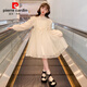 皮爾卡丹（pierre cardin）女童連衣裙秋裝2025新款洋氣女孩春秋季裙子時(shí)髦網(wǎng)紅兒童裝公主裙 白色 160