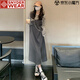 SNYDER WEAR2025新款女套裝不規則開(kāi)叉簡(jiǎn)約寬松背帶長(cháng)裙條紋休閑時(shí)尚上衣兩件 兩件套 上衣+裙子 S 建議70-90斤