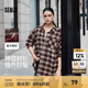 森馬（Semir）長(zhǎng)袖襯衫女中長(zhǎng)款慵懶寬松落肩休閑秋季chic復(fù)古格紋襯衣潮流 紅白色調(diào)00461 M