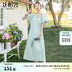 絲柏舍泡泡袖連衣裙2025夏裝新款女時(shí)尚短袖度假風(fēng)優(yōu)雅中長(cháng)裙