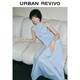 UR2025夏季新款女裝波嬉風(fēng)垂感長(cháng)款無(wú)袖連衣裙UWG750056 淺藍 (面料微透) M