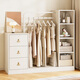 溫鑫福斗柜掛衣架一體奶油風(fēng)臥室靠墻抽屜儲物柜多功能床尾收納整理柜子 120厘米-三斗柜+四格柜+掛衣架