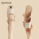 達(dá)芙妮（DAPHNE）七夕拖鞋女粗跟包頭涼拖增高復(fù)古2024夏季新款百搭氣質(zhì)休閑小香風(fēng) 米色 38 (240mm)