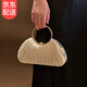 韞舜手提包名媛高級感皺褶包2025新款晚宴旗袍包禮服手拿斜挎包 褶皺晚宴包【杏色】 23*6*19CM