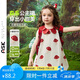 ASK JUNIOR森系兒童裙子夏小童花瓣娃娃領(lǐng)連衣裙女童花苞裙撞色 紅色  100 