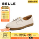 百麗（Belle）舒適小皮鞋豆豆鞋女商場同款百搭媽媽單鞋A7Z1DBM4 米白 36 (230mm)