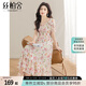 絲柏舍碎花連衣裙2025夏裝新款女高腰A字甜美度假風(fēng)方領(lǐng)中長裙