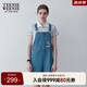 Teenie Weenie小熊夏裝學(xué)院風(fēng)休閑背帶褲復(fù)古韓版牛仔褲短褲女